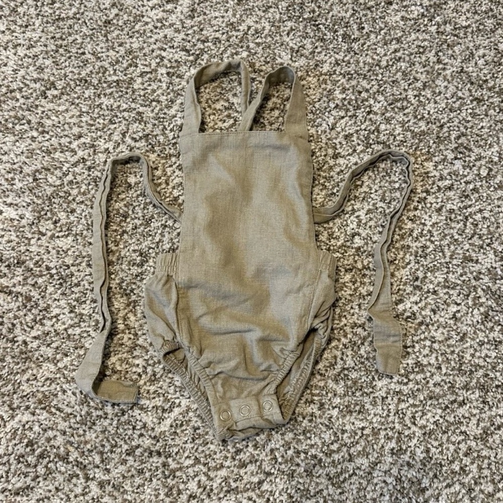 Knotted Fern Linen Baby Romper